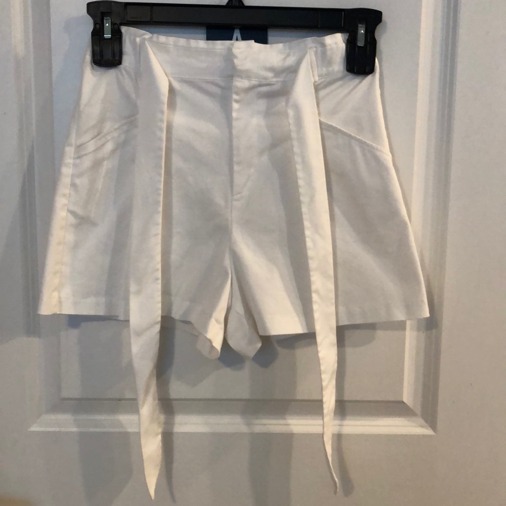 tie waist white shorts